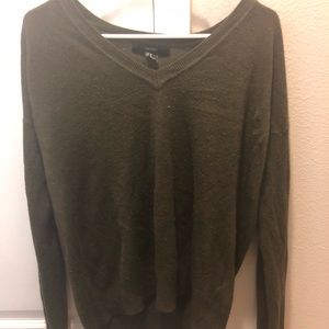 Olive green V-neck sweater